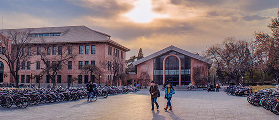 Students outside Tsinghua University, China
