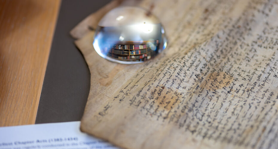 Students accessing the Exeter Cathedral Archives